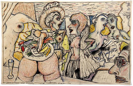 Amoretten und Voyeur ❘ Buntstift ❘ 1985